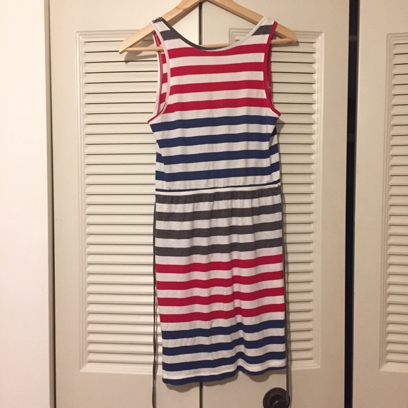 H&M Divided White Blue Red Stipe Summer Tank Dress - Picture 2 of 5